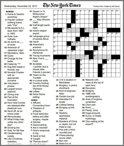 Wordplay, The CROSSWORD COLUMN. . Todays nyt crossword answers